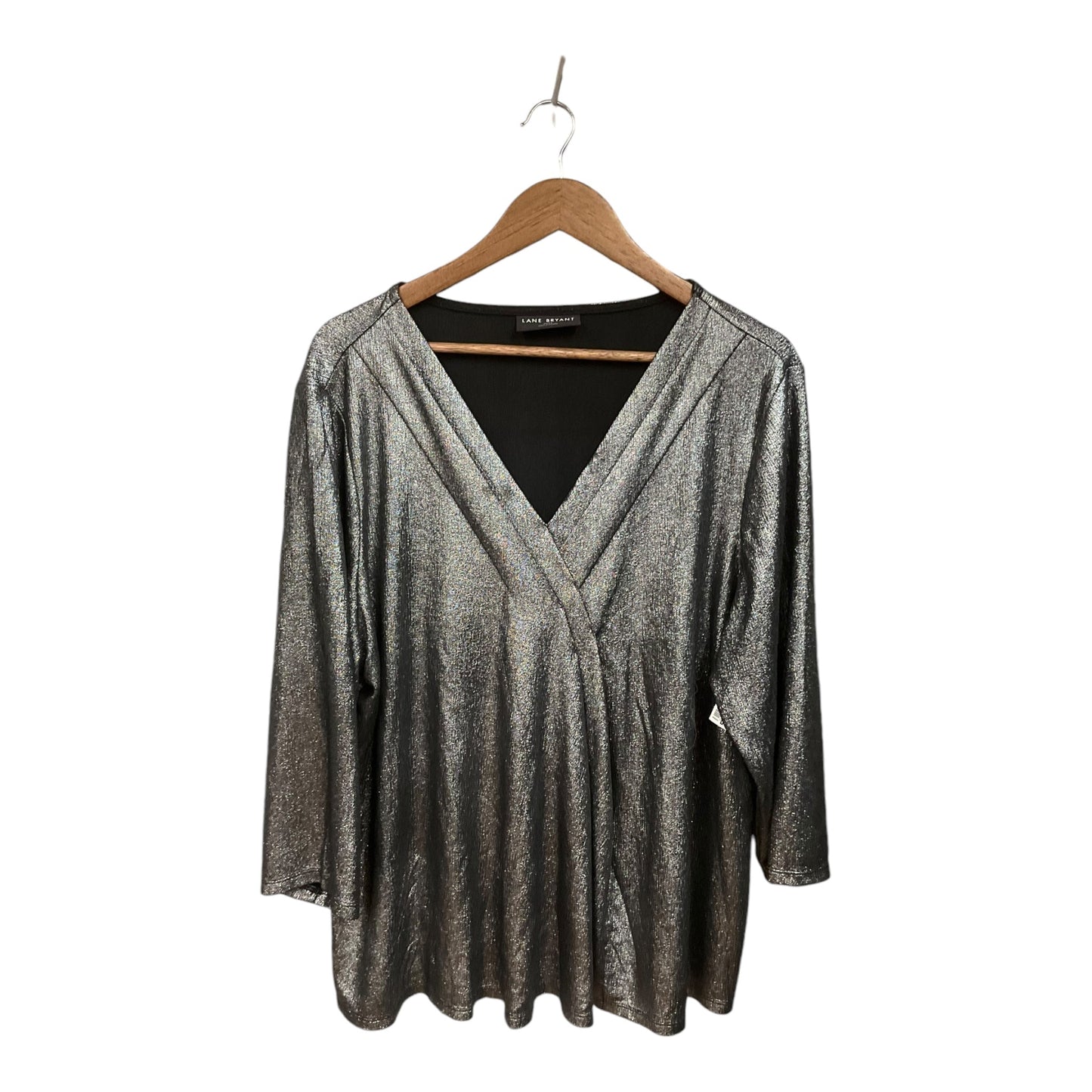 Top 3/4 Sleeve By Lane Bryant In Silver, Size: 3x