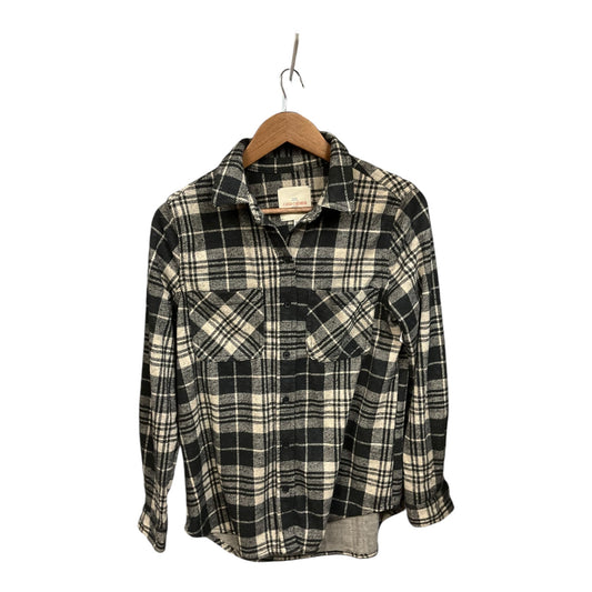 Blouse Long Sleeve By Clothes Mentor In Plaid Pattern, Size: M