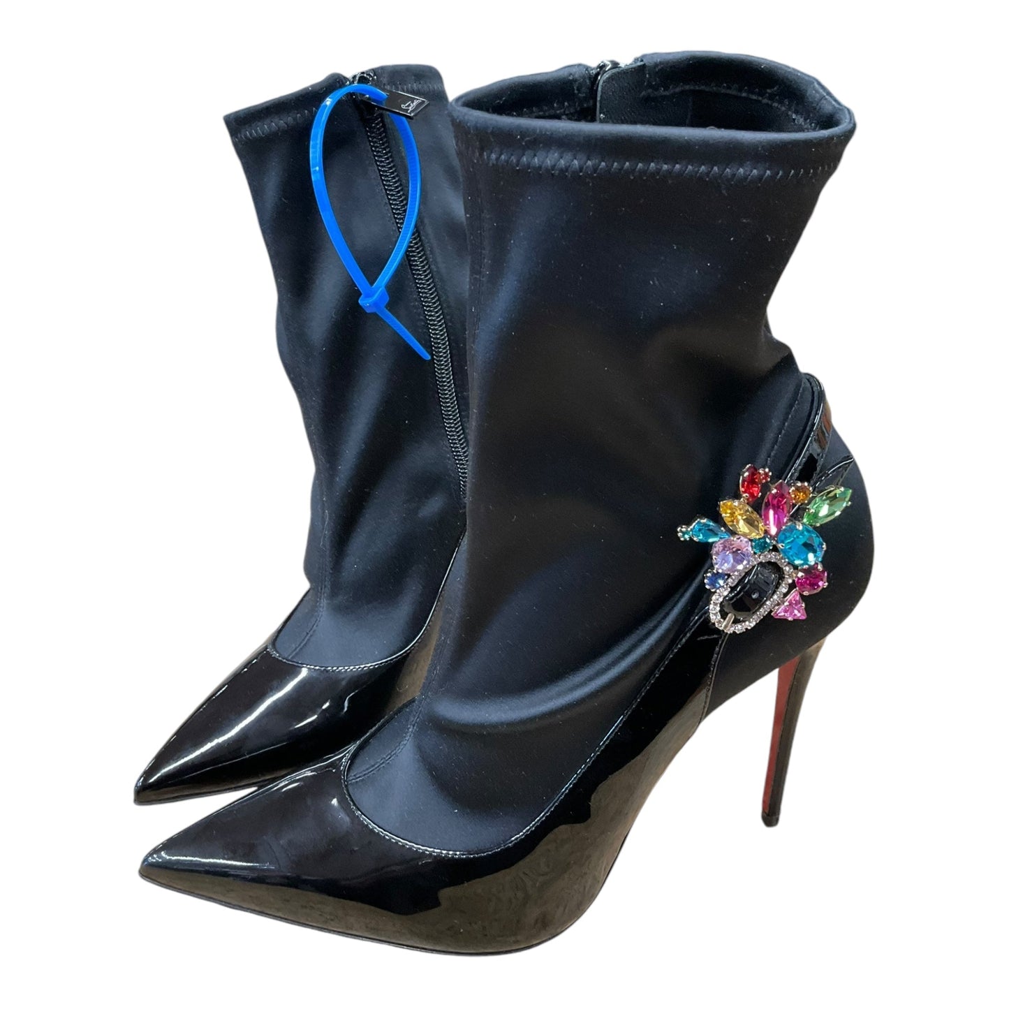 Boots Luxury Designer By Christian Louboutin In Black, Size: 7.5