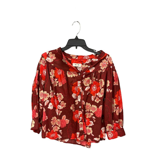 Floral Print Blouse 3/4 Sleeve Porridge, Size 1x