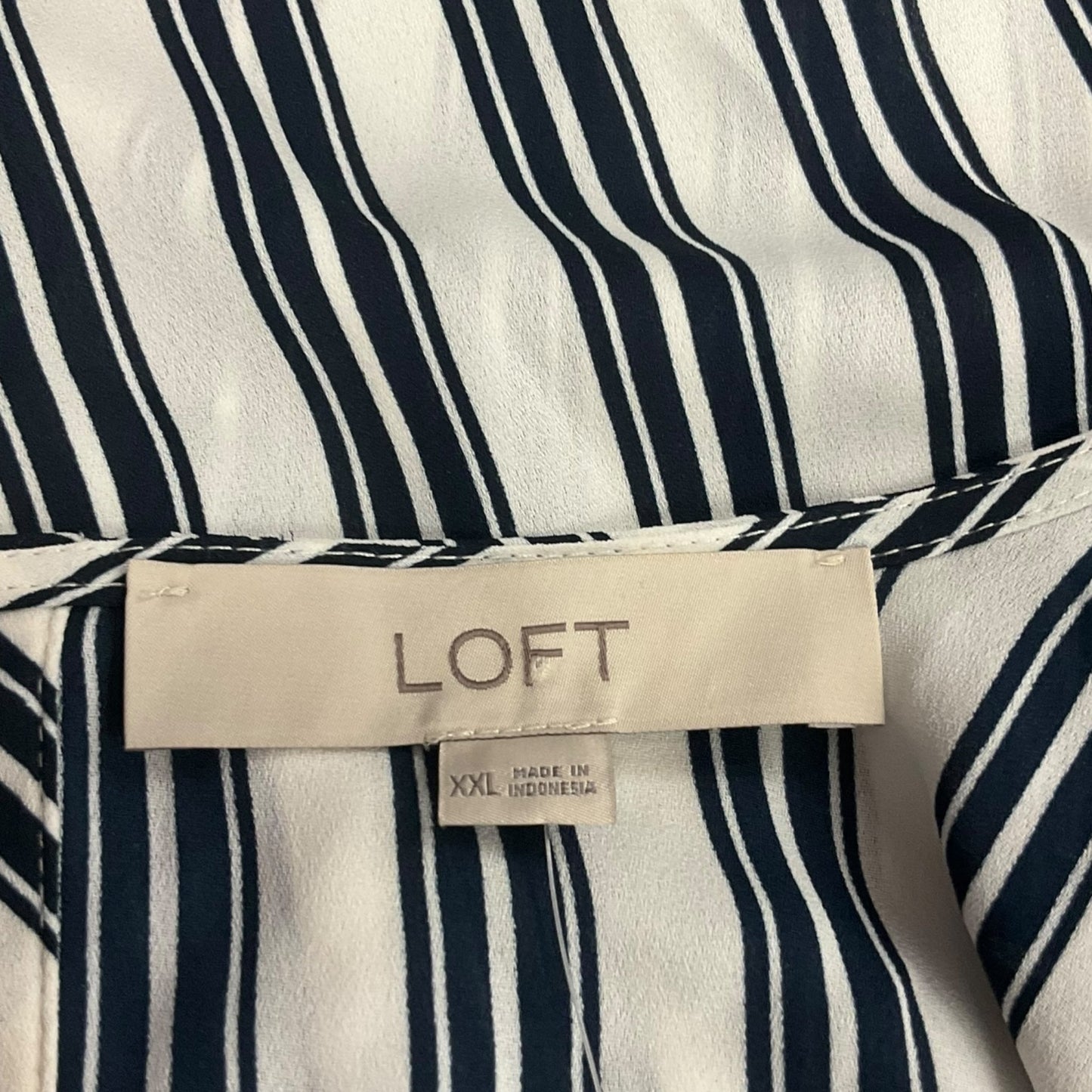 Blouse Long Sleeve By Loft In Striped, Size: Xxl