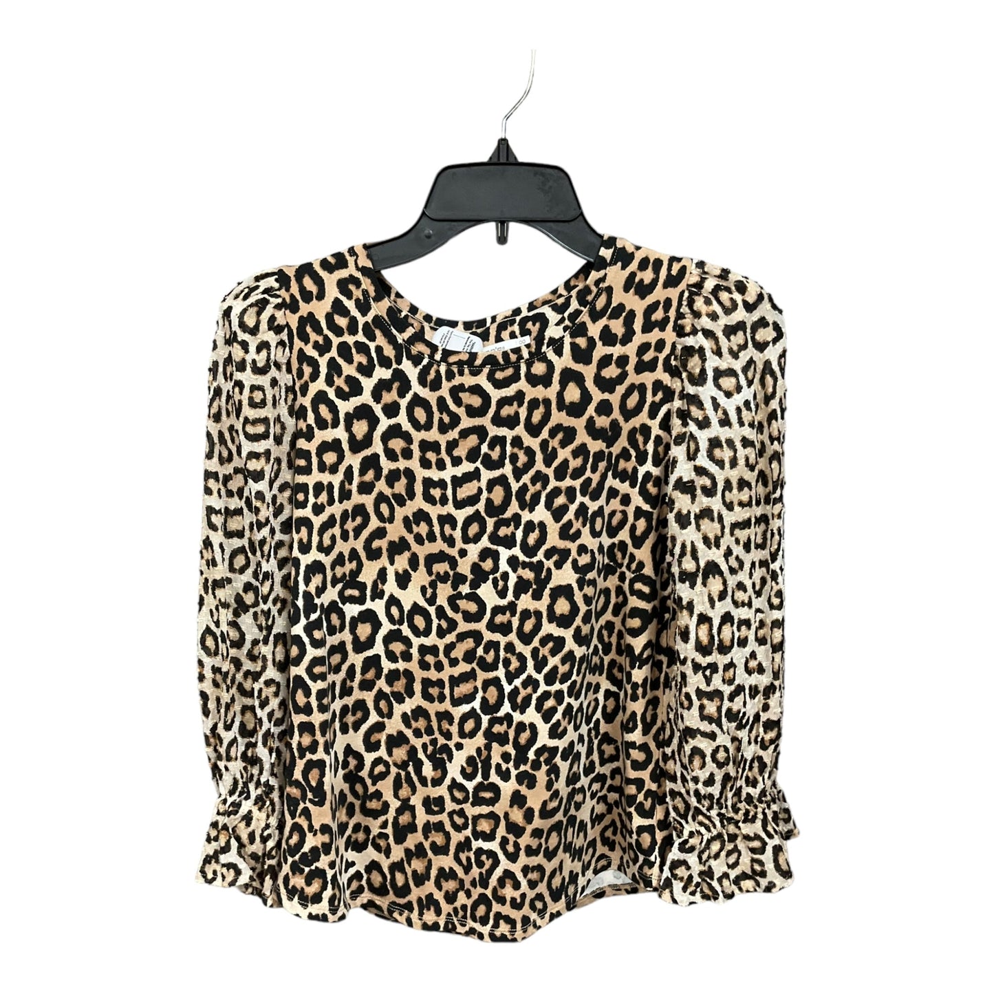 Animal Print Top Long Sleeve Basic Chicos, Size Xs