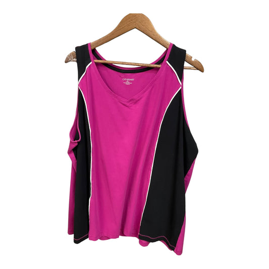 Athletic Tank Top By Catherines In Black & Purple, Size: 3x