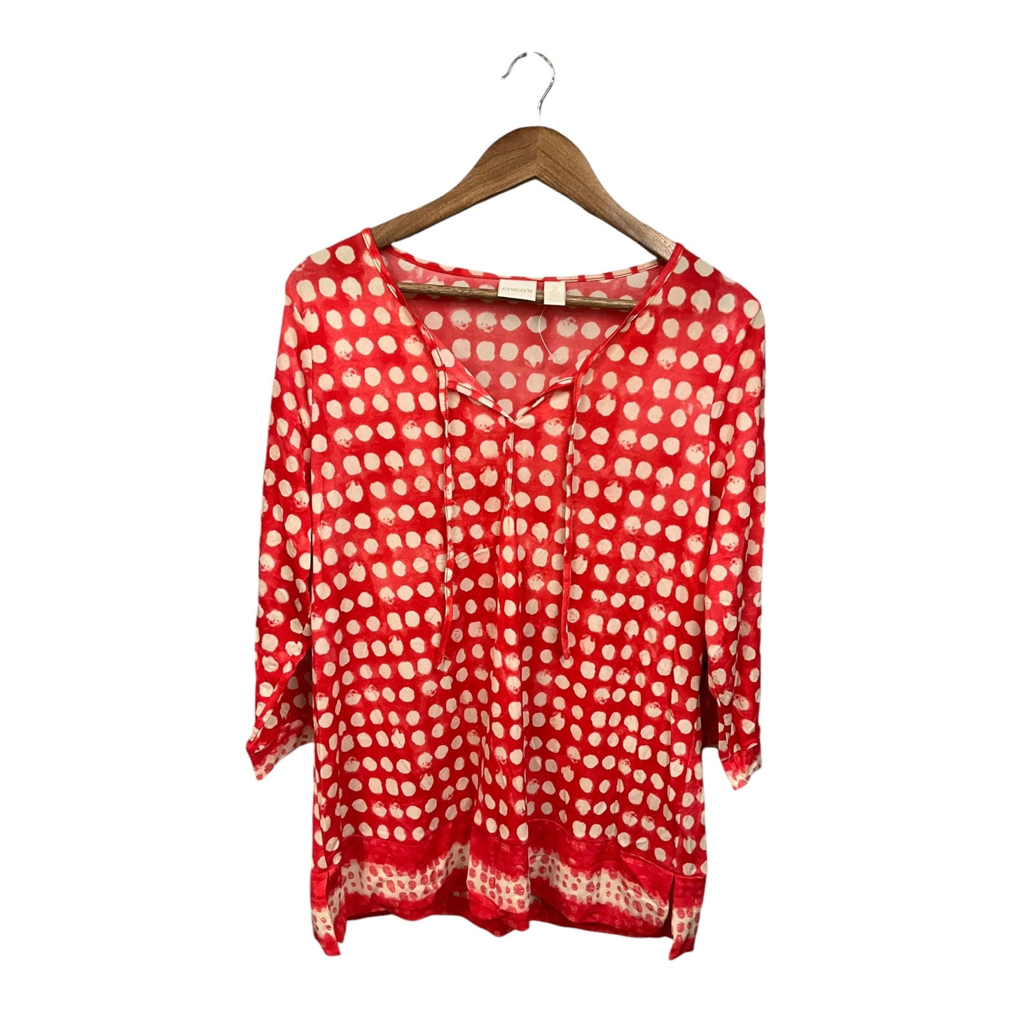 Top 3/4 Sleeve By Chicos In Polkadot Pattern, Size: L