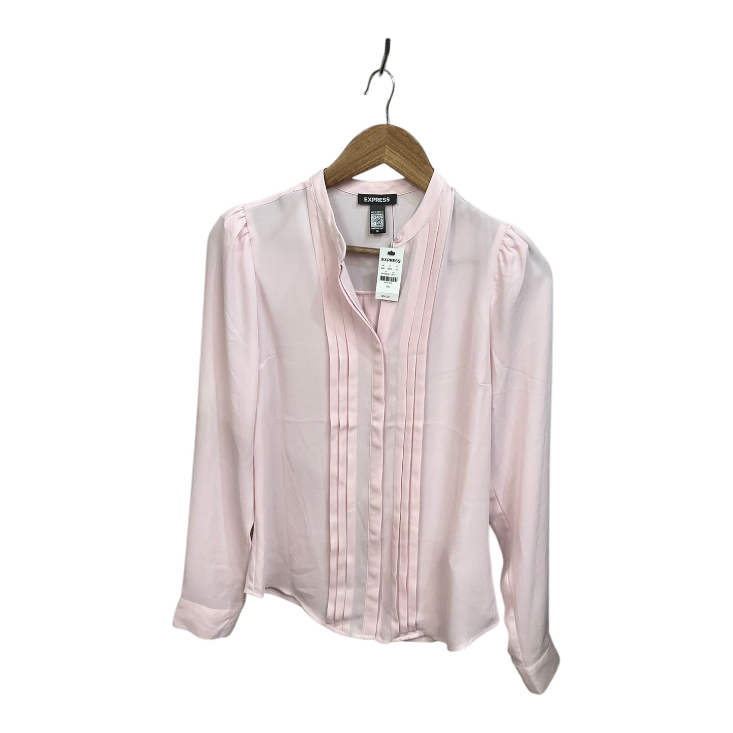 Blouse Long Sleeve By Express In Pink, Size: Xs