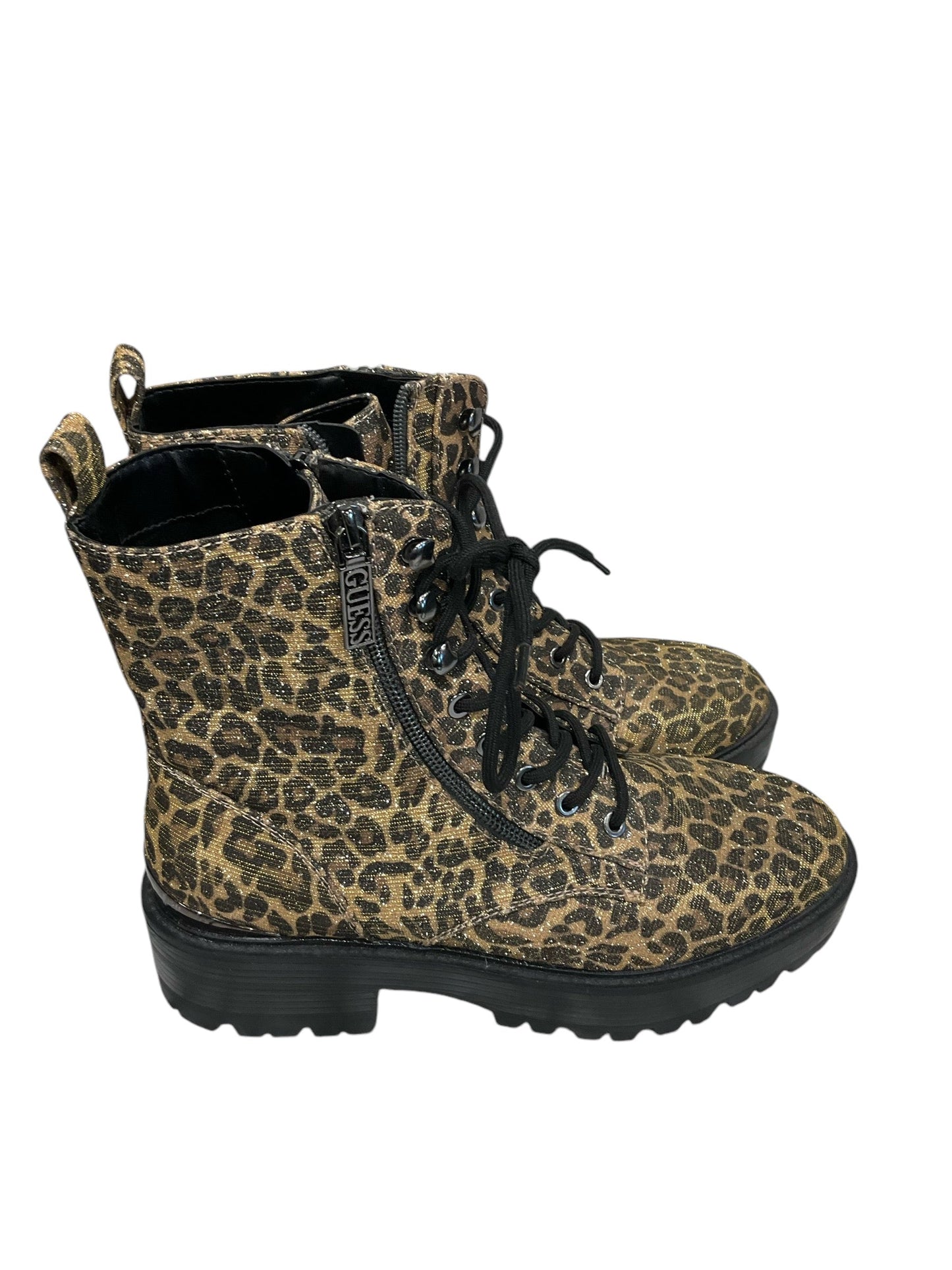 Boots Ankle Heels By Guess In Animal Print, Size: 10