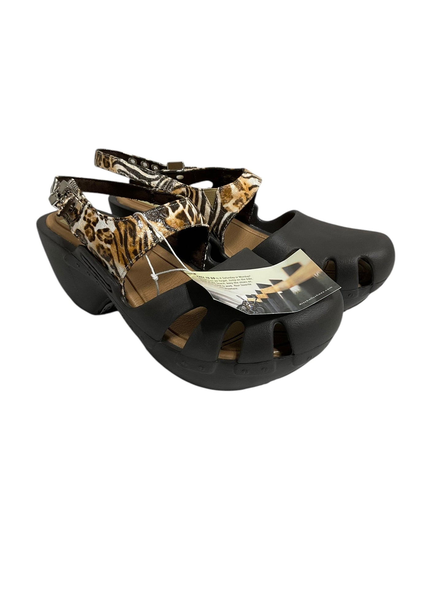 Sandals Heels Block By Dr Scholls In Animal Print, Size: 8