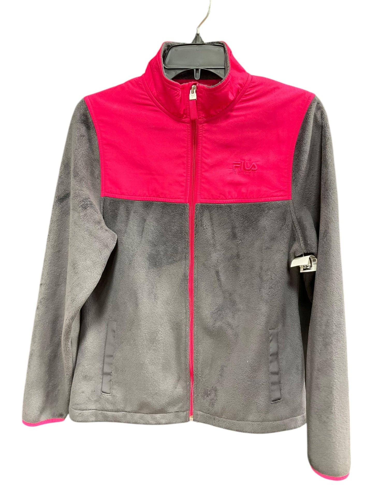 Jacket Fleece By Fila In Pinkgray, Size: S