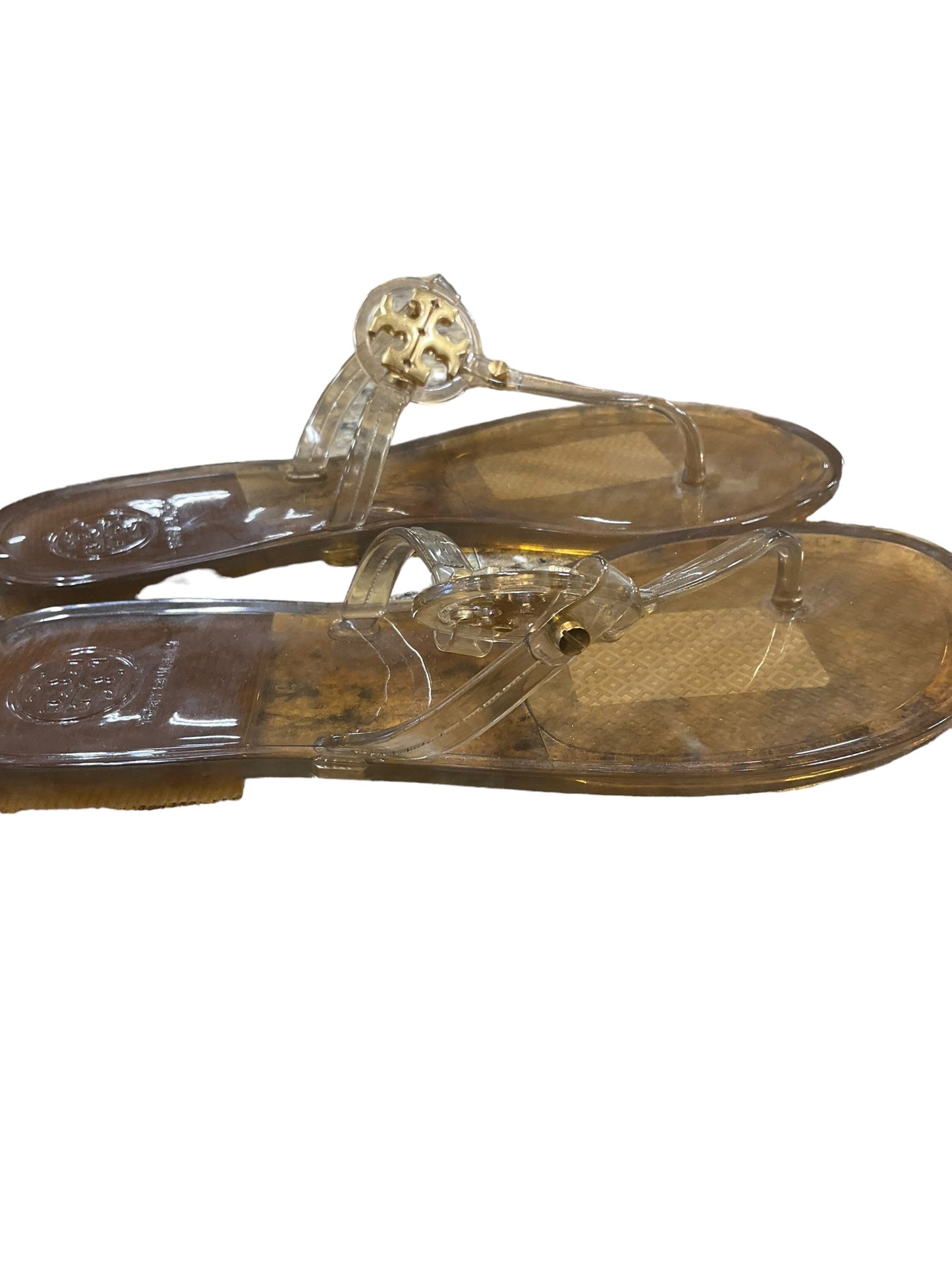 Gold Sandals Designer Tory Burch, Size 6