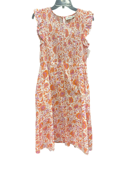 Dress Casual Midi By Vineyard Vines In Orange & Pink, Size: M