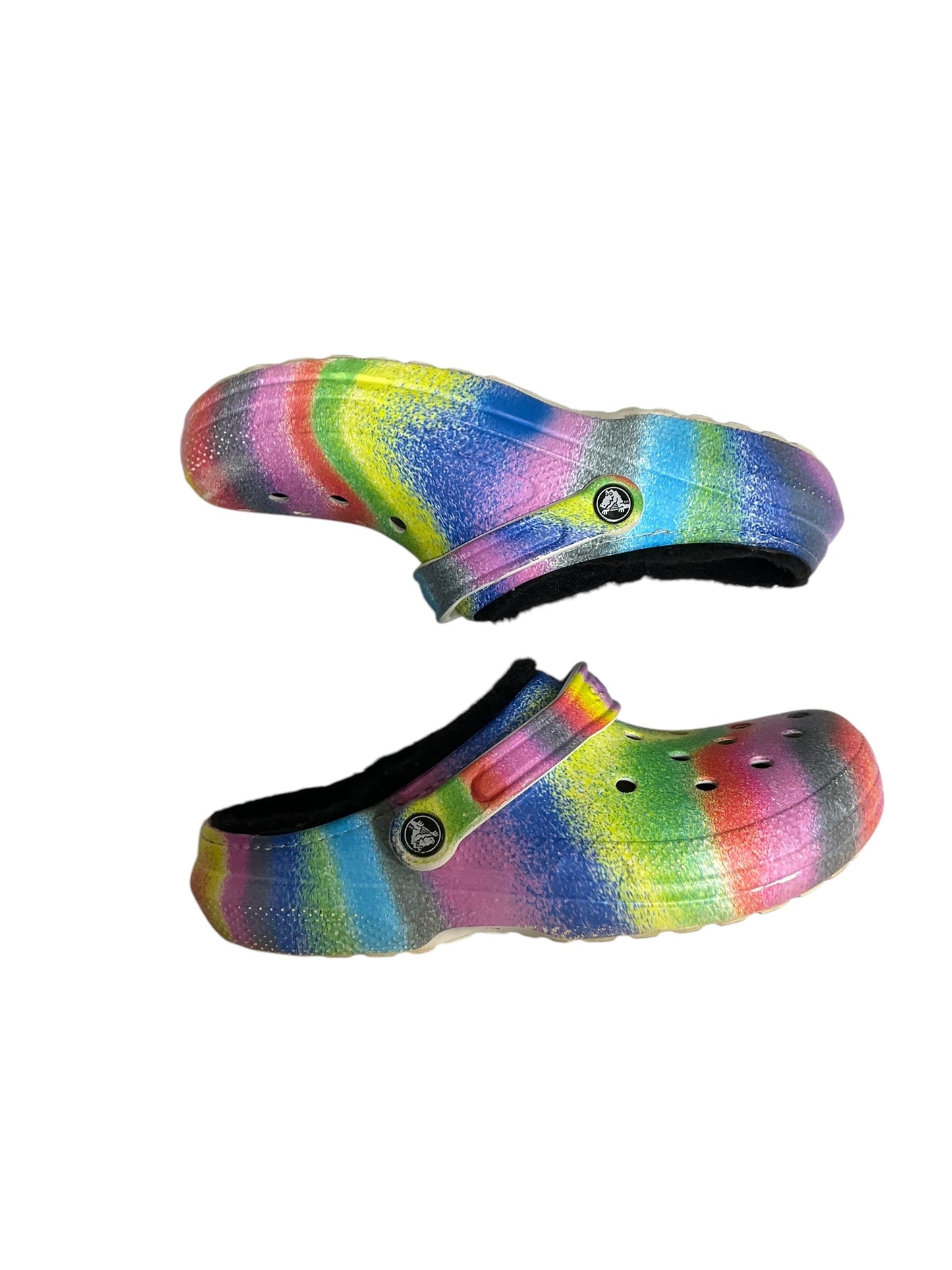 Shoes Flats By Crocs In Rainbow Print, Size: 11