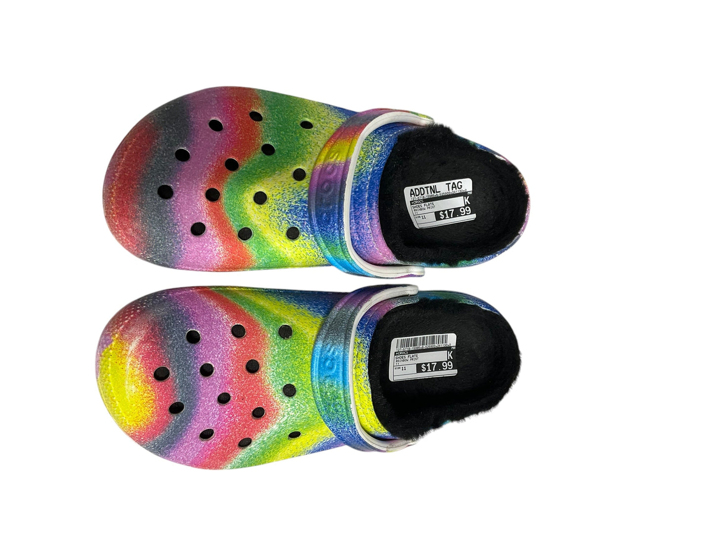 Shoes Flats By Crocs In Rainbow Print, Size: 11