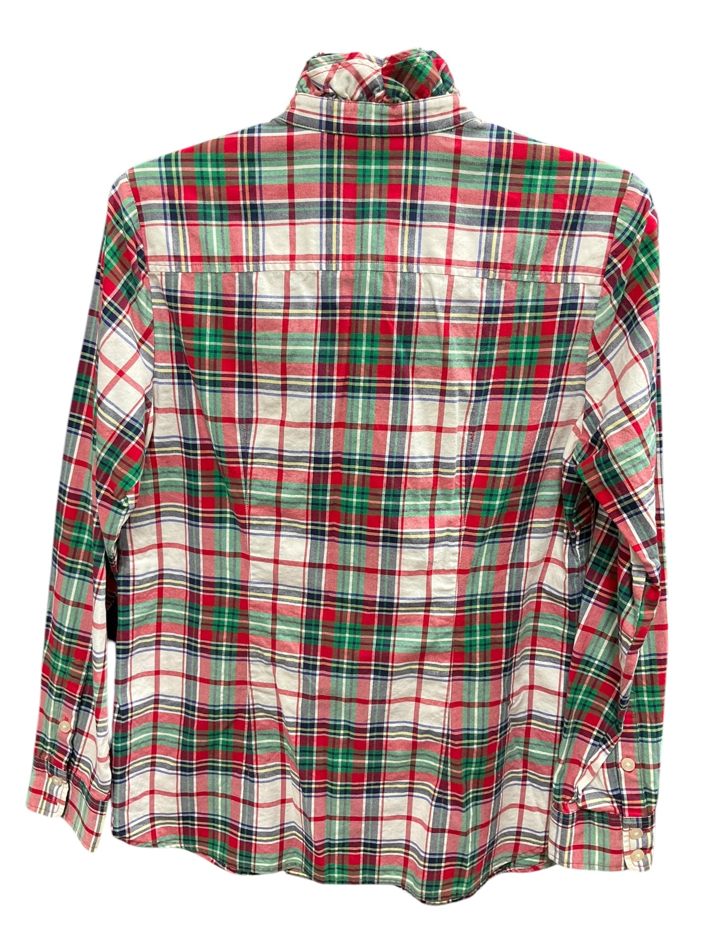 Blouse Long Sleeve By Vineyard Vines In Plaid Pattern, Size: M