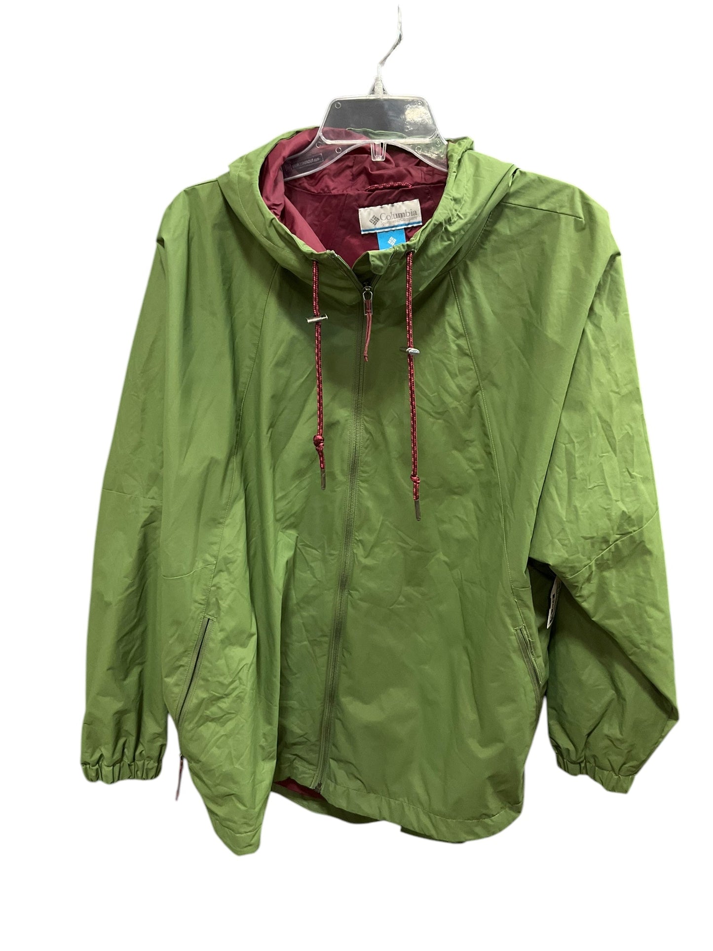 Jacket Windbreaker By Columbia In Green, Size: L