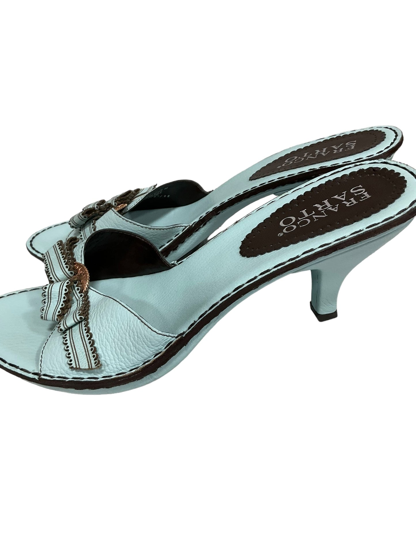 Teal Shoes Heels Kitten Franco Sarto, Size 7.5