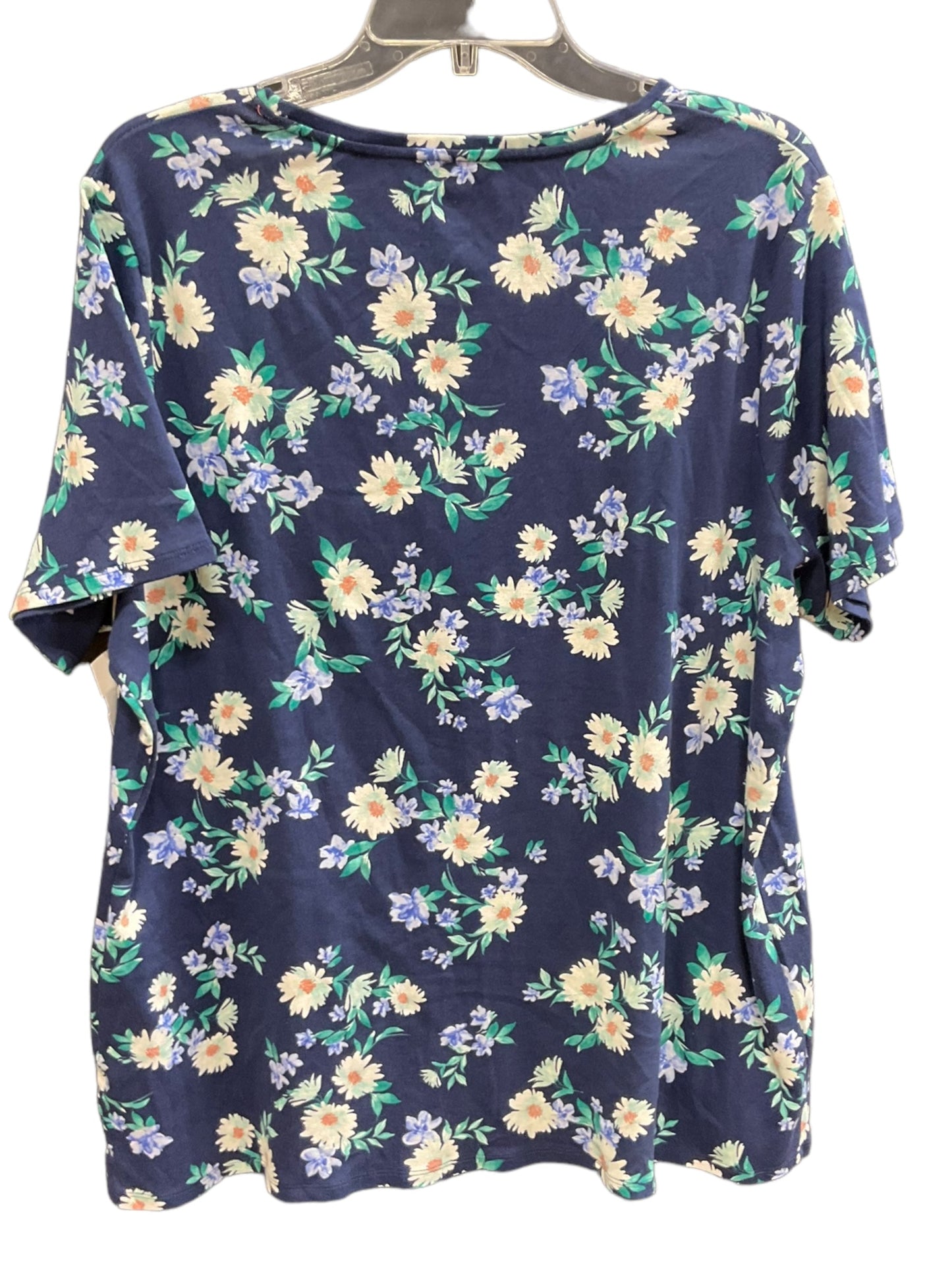 Floral Print Top Short Sleeve Basic Croft And Barrow, Size 1x