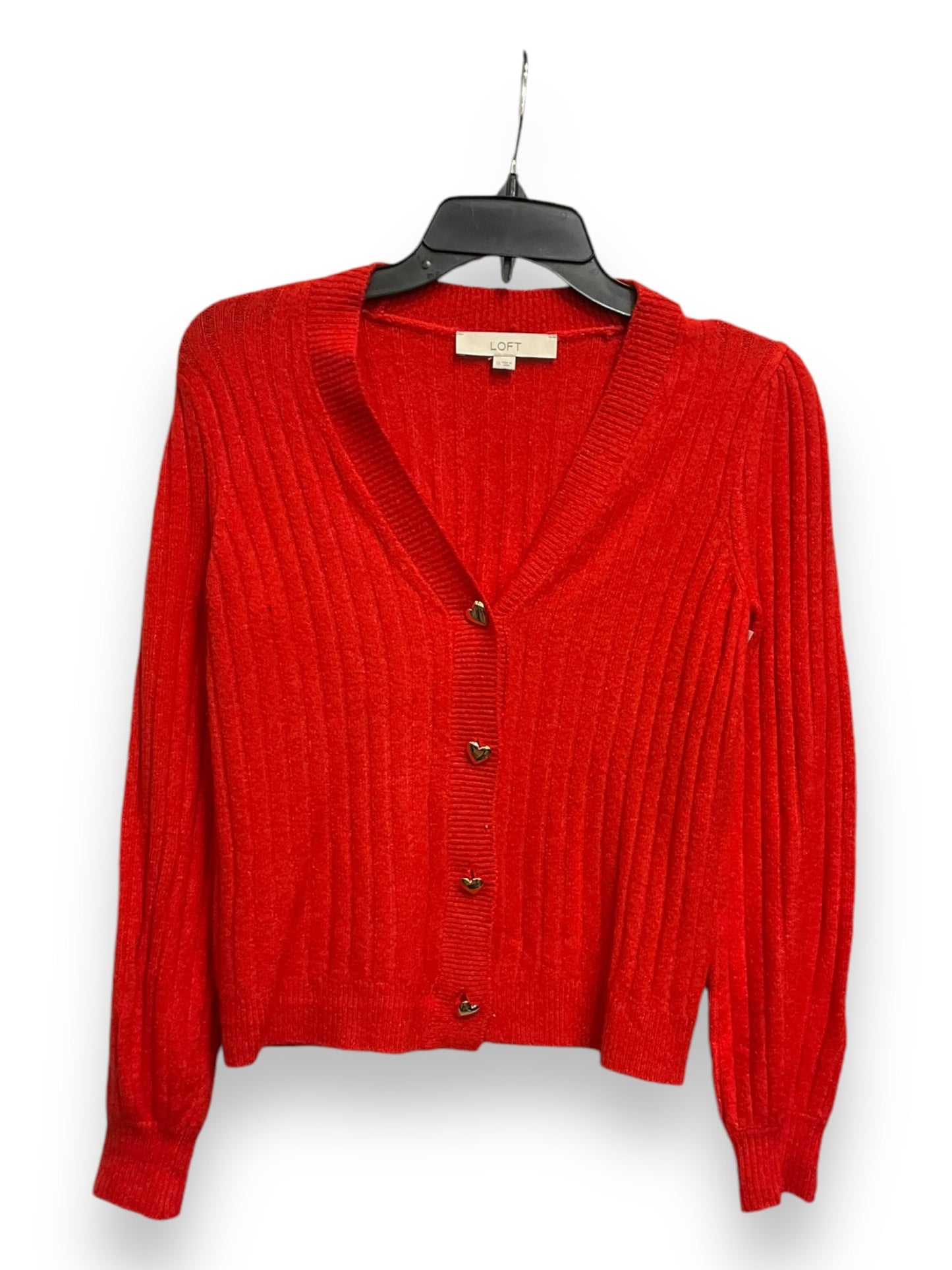 Sweater Cardigan By Loft In Red, Size: Xs