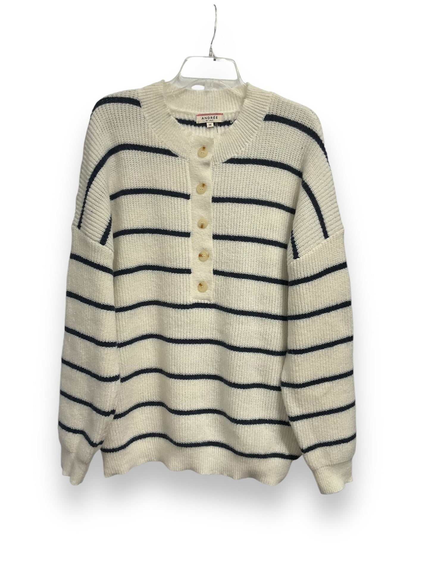 Sweater By Andree By Unit In Striped Pattern, Size: 1x