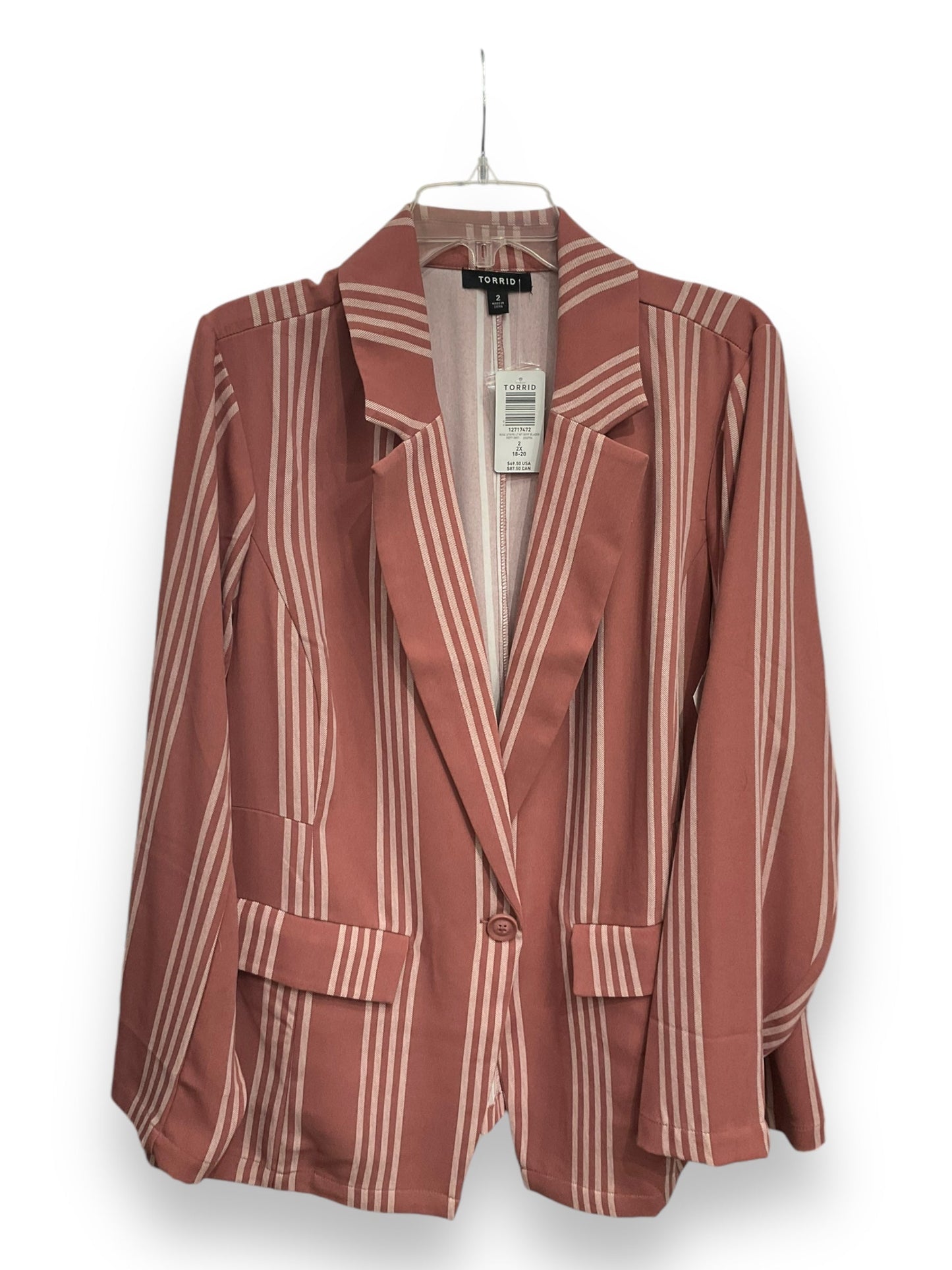 Blazer By Torrid In Striped Pattern, Size: 2x