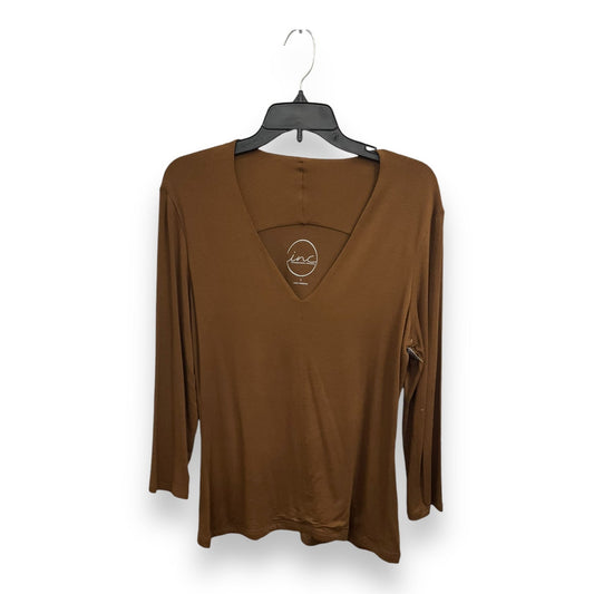 Top Long Sleeve By Inc In Brown, Size: L