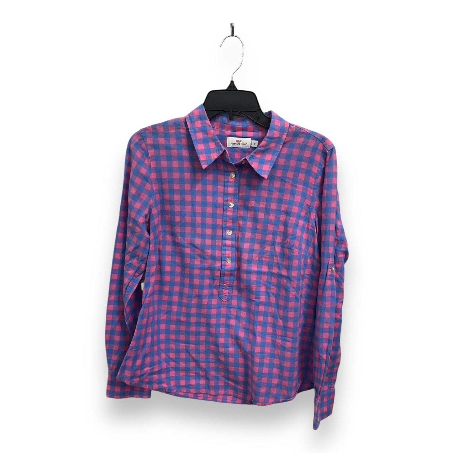 Top Long Sleeve By Vineyard Vines In Plaid Pattern, Size: M