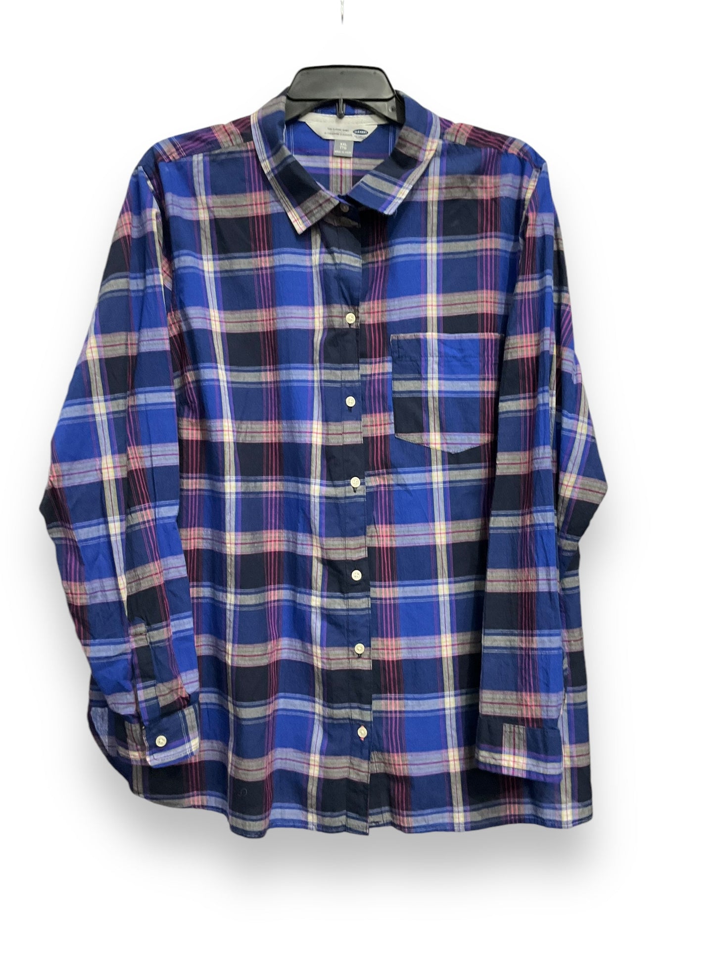 Top Long Sleeve By Old Navy In Plaid Pattern, Size: Xxl