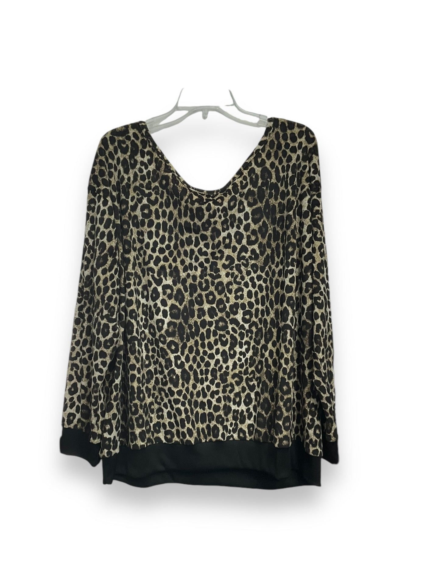 Top Long Sleeve By Michael By Michael Kors In Animal Print, Size: 2x