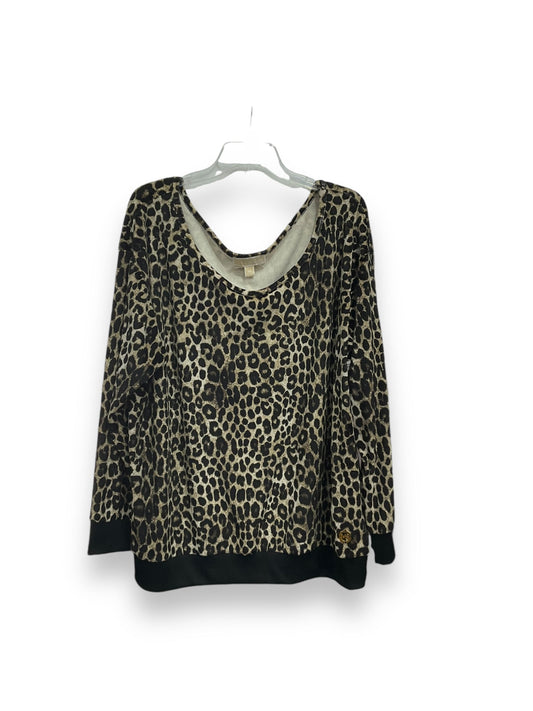 Top Long Sleeve By Michael By Michael Kors In Animal Print, Size: 2x