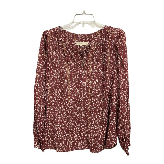 Blouse Long Sleeve By Loft In Floral Print, Size: Xl