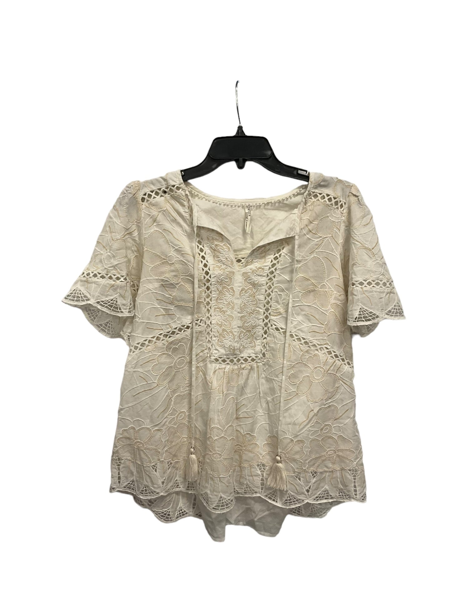 Cream Top Short Sleeve Anthropologie, Size Xs