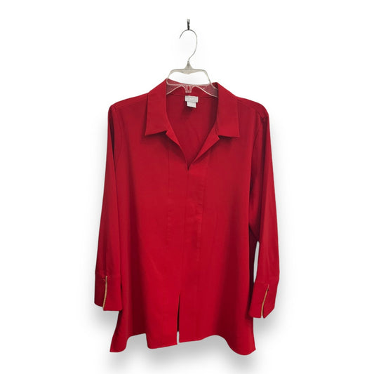 Blouse Long Sleeve By Chicos In Red, Size: Lp