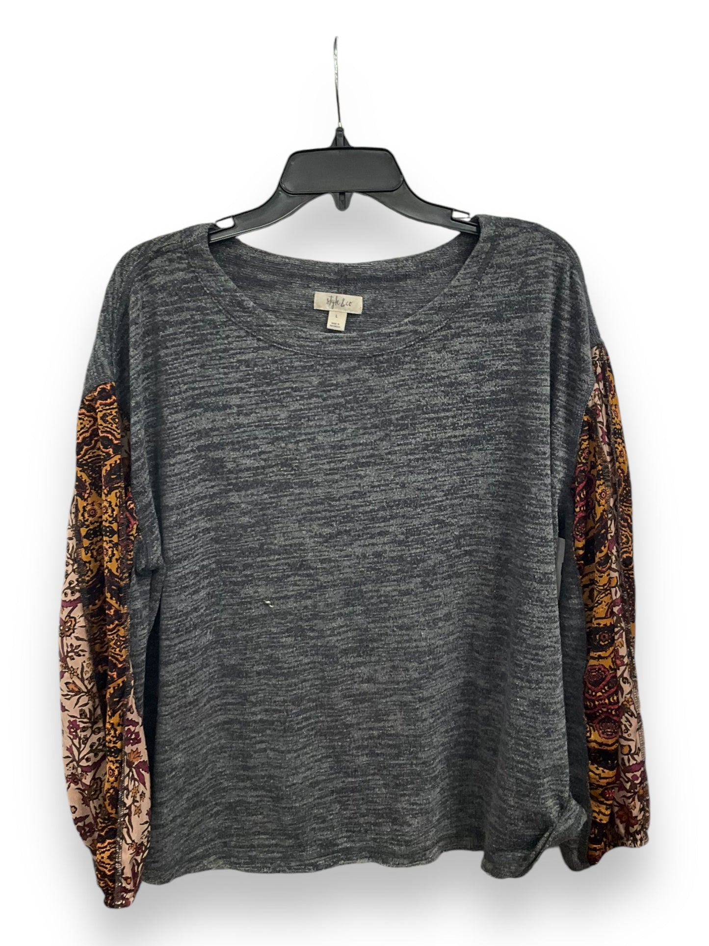 Top Long Sleeve By Style And Company In Grey, Size: L