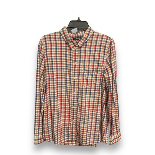 Blouse Long Sleeve By Madewell In Plaid Pattern, Size: L