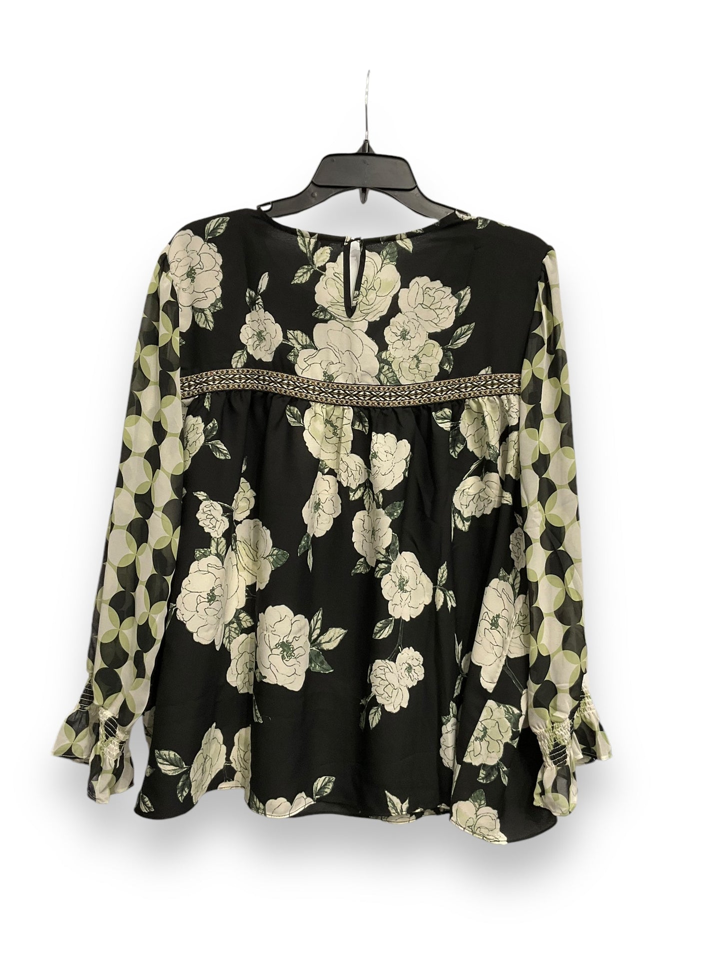 Blouse Long Sleeve By Cato In Floral Print, Size: Xl