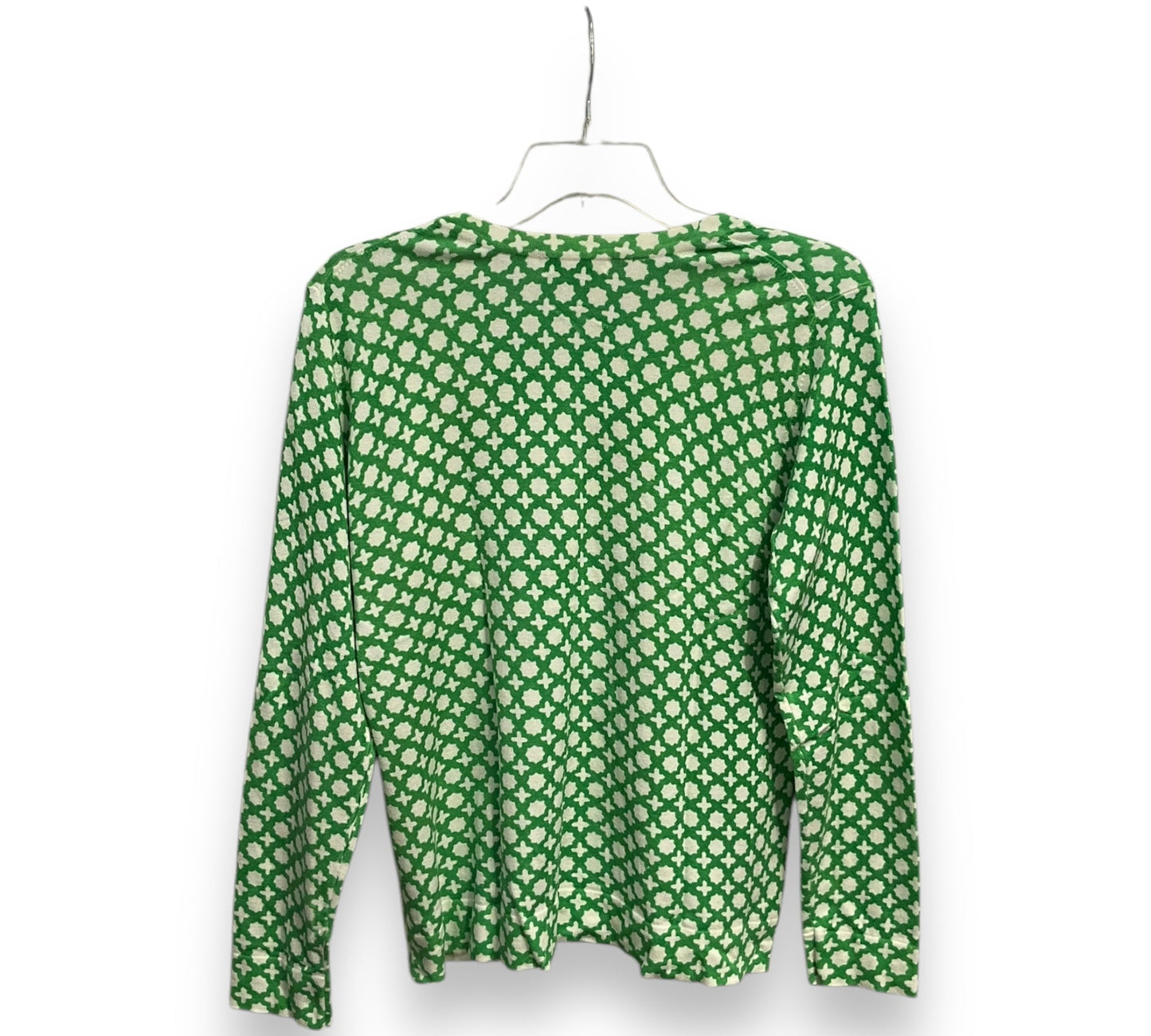 Cardigan By Charter Club In Green & White, Size: L