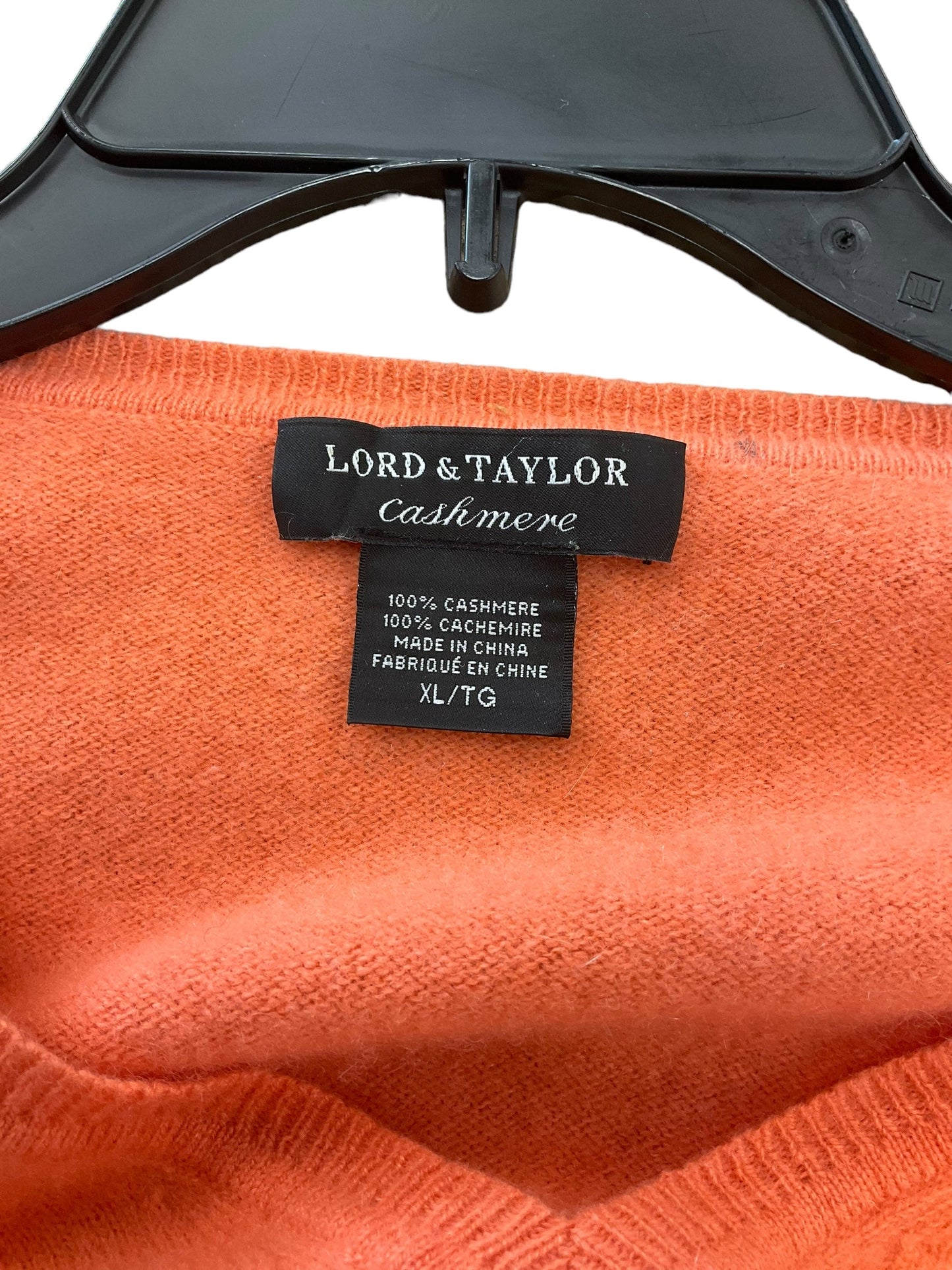 Orange Sweater Cashmere Lord And Taylor, Size Xl