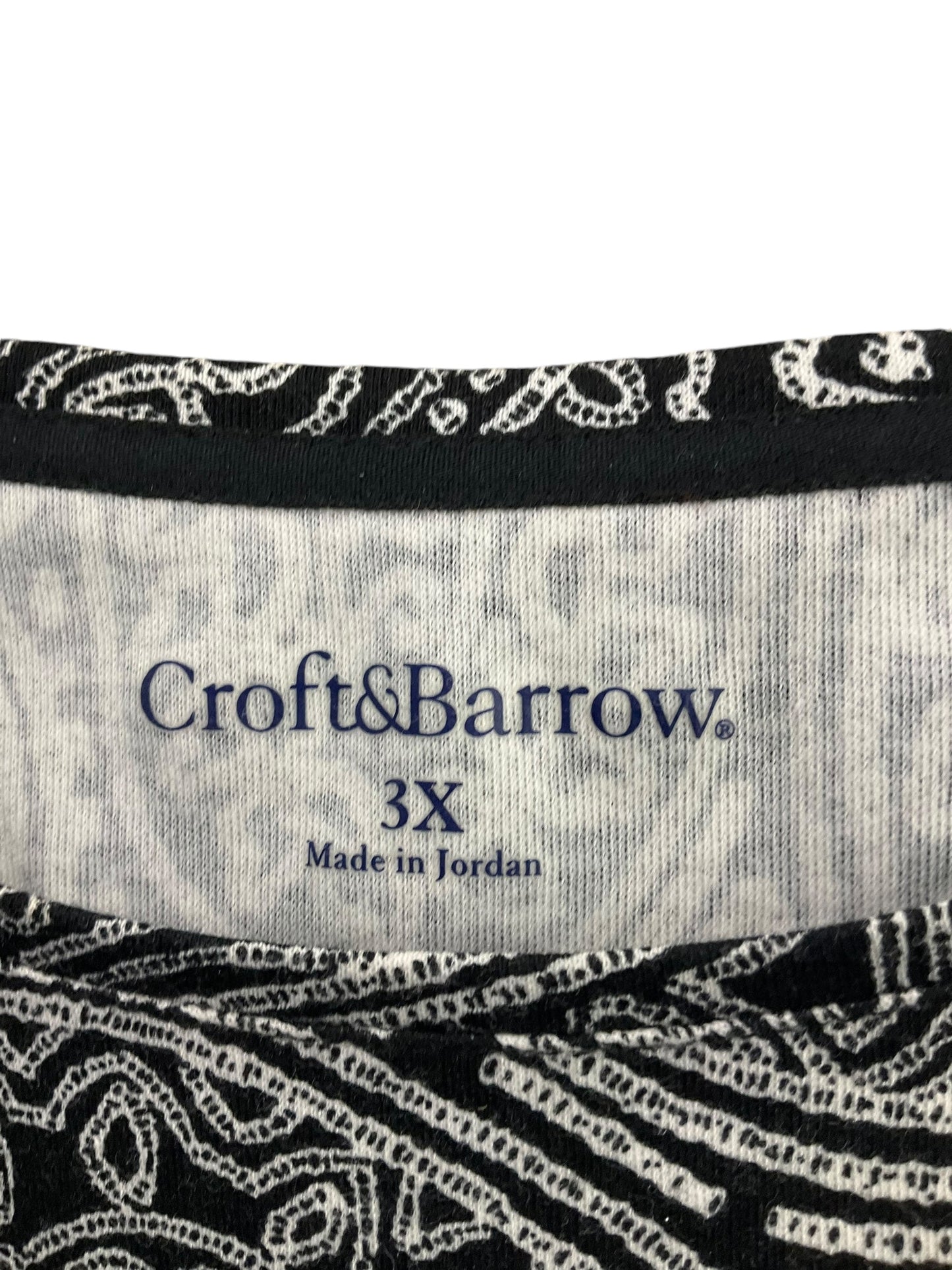 Top Long Sleeve By Croft And Barrow In Black & White, Size: 3x