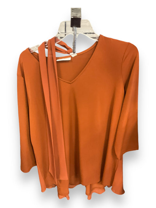 Top 3/4 Sleeve By Susan Graver In Brown, Size: M