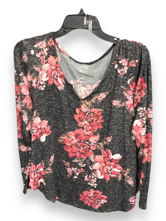 Top Long Sleeve By Maurices In Grey & Red, Size: L