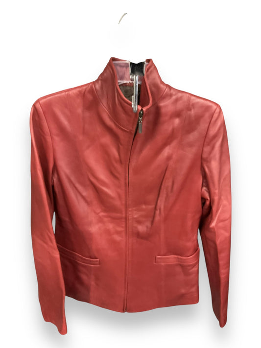 Jacket Leather By Cole-haan In Red, Size: S