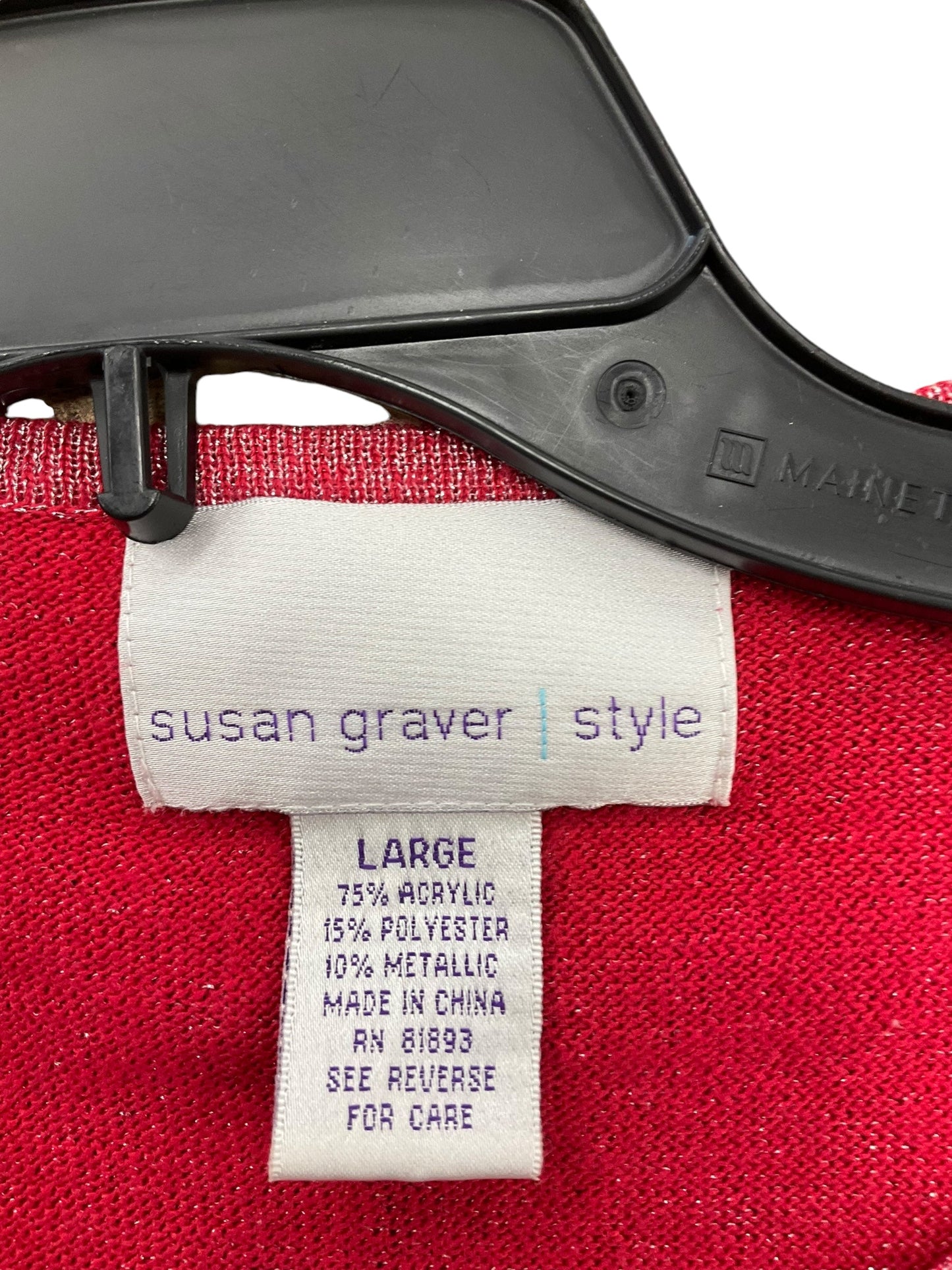 Top Short Sleeve By Susan Graver In Red, Size: L