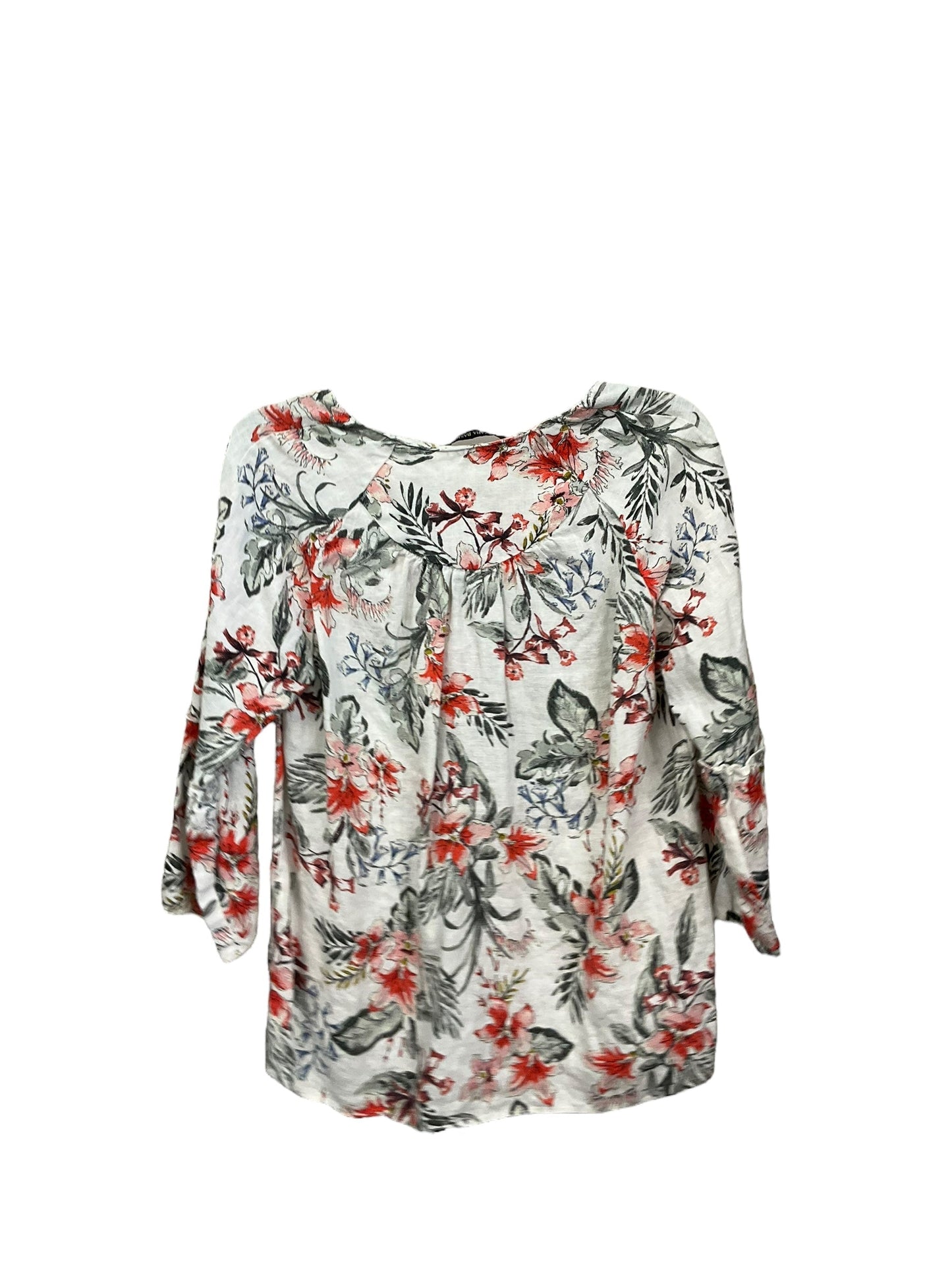 Top 3/4 Sleeve By Zara Basic In Floral Print, Size: S