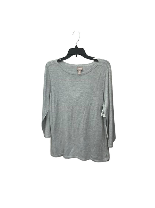 Top 3/4 Sleeve By Chicos In Grey, Size: L