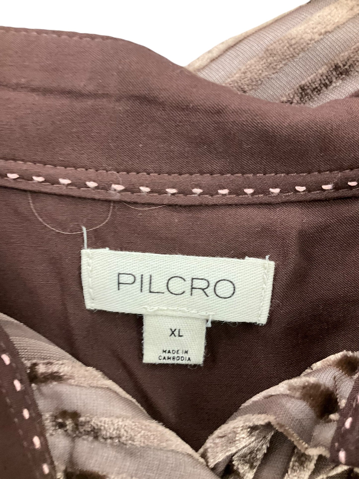 Blouse Long Sleeve By Pilcro In Brown, Size: Xl