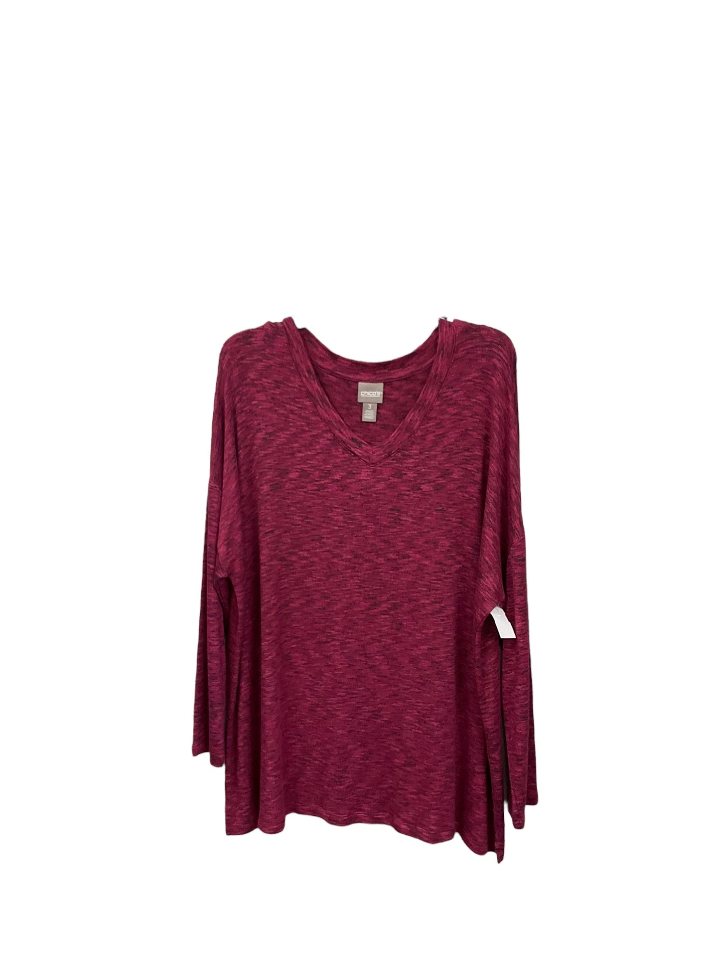 Top Long Sleeve By Chicos In Burgundy, Size: Xl