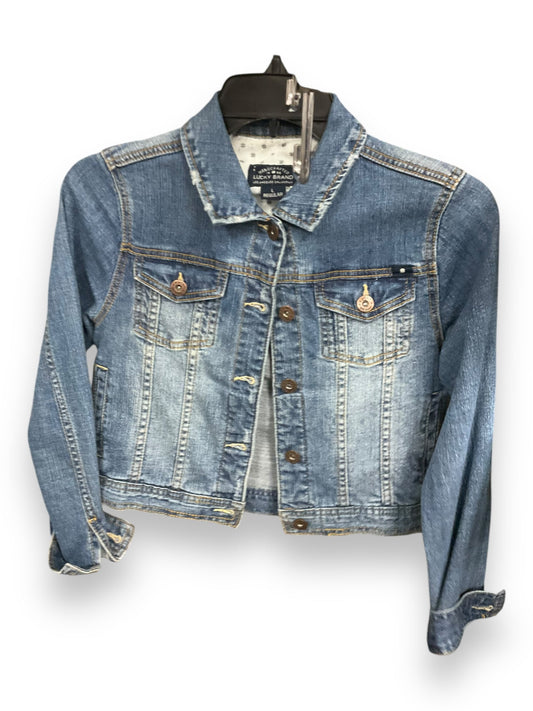 Jacket Denim By Lucky Brand In Blue Denim, Size: L