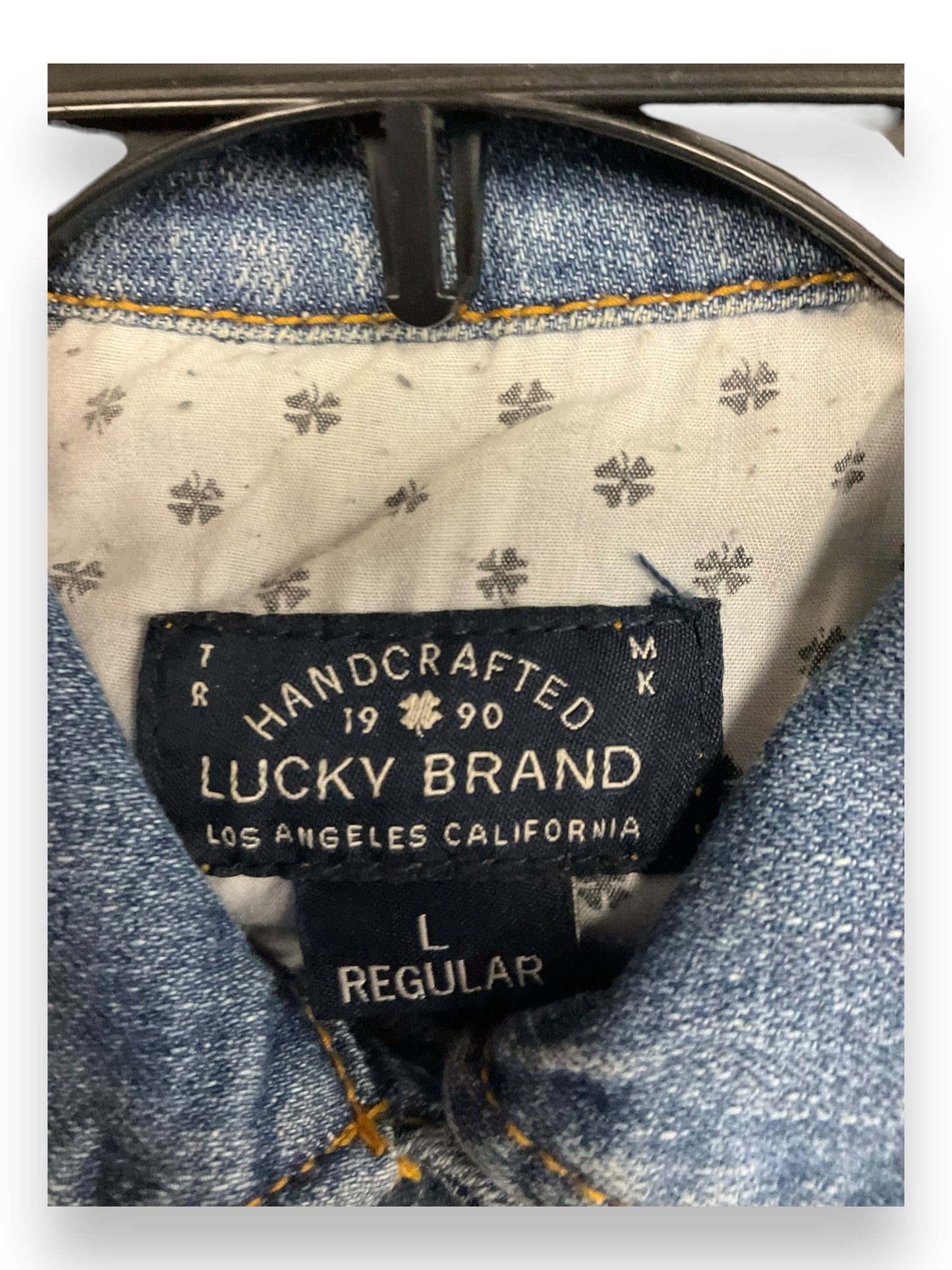 Jacket Denim By Lucky Brand In Blue Denim, Size: L