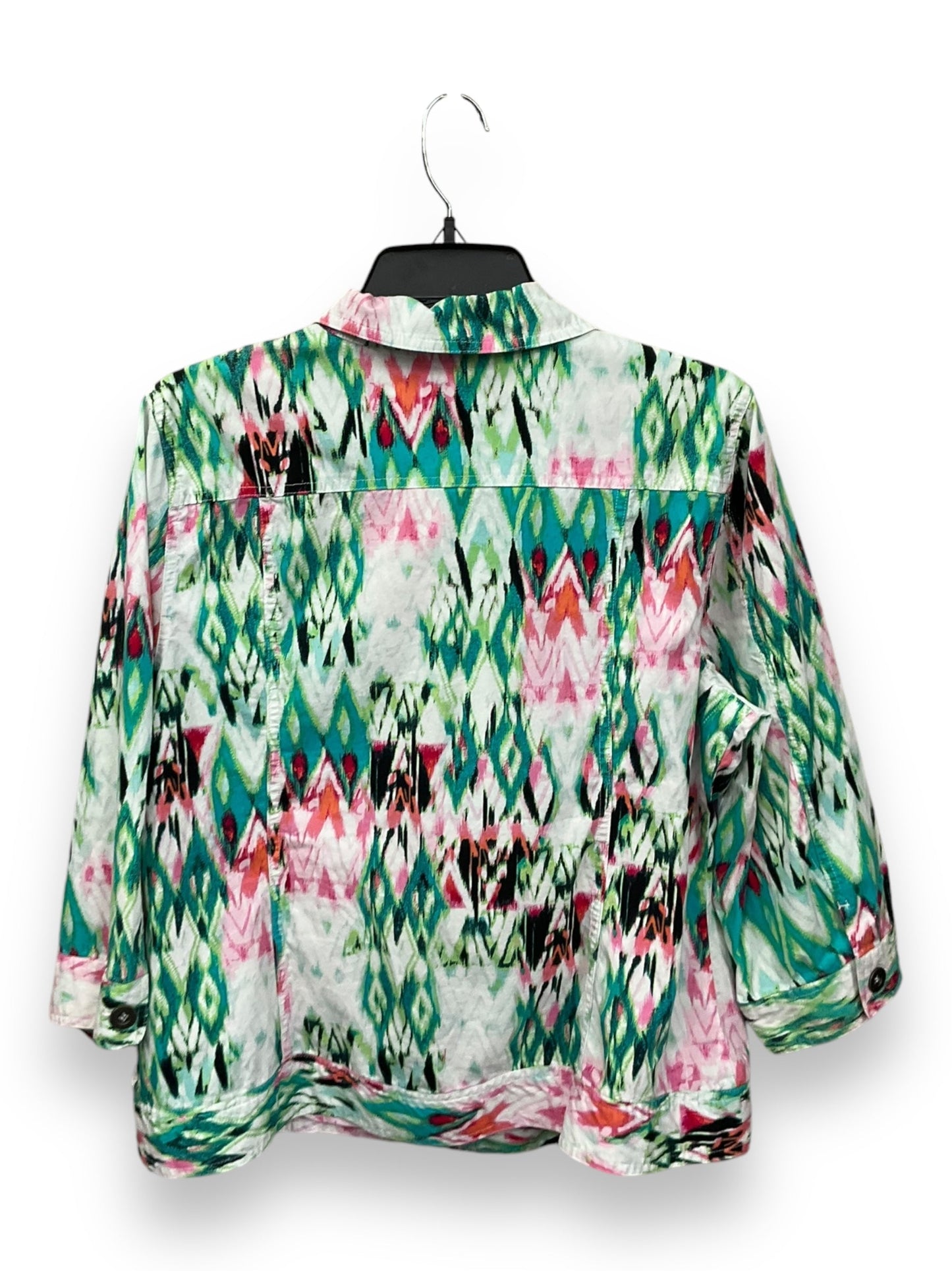 Jacket Shirt By Chicos In Multi-colored, Size: L