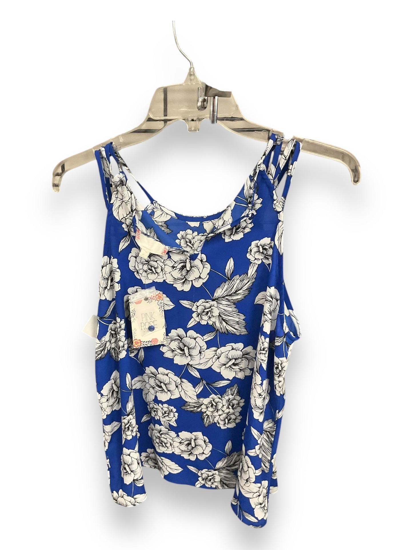 Top Sleeveless By Pink Rose In Blue & White, Size: S