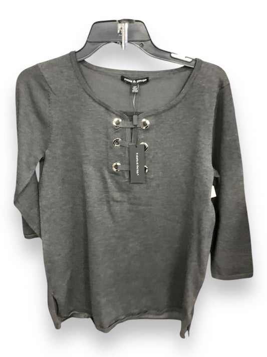 Top 3/4 Sleeve By Cable And Gauge In Grey, Size: S